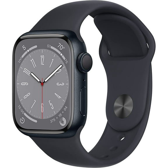 Restored Apple Watch Series 8 GPS 45mm Midnight Aluminum Case with Midnight Sport Band - M/L (Refurbished)