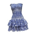 thumbnail image 3 of Vestido corto de fiesta de verano para playa, sin tirantes, con estampado floral, para mujer S, 3 of 9