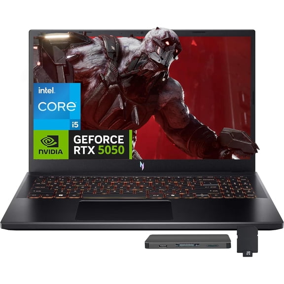Acer Nitro V 15.6" FHD 165Hz Gaming Laptop, Intel Core i5-13420H, NVIDIA GeForce RTX 5050 8GB GDDR7, 16GB RAM, 512GB SSD, Backlight Keyboard, Wi-Fi 6, Windows 11 Pro, Black, 1TB Docking Station Set