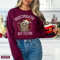 thumbnail image 3 of Overstimulated But Festive Raccoon Christmas Sweatshirt – Funny Meme Holiday Crewneck, Cute Raccoon Xmas Sweater, Cozy Unisex Christmas Gift, 3 of 5