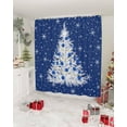 thumbnail image 2 of Blue Christmas Tree Shower Curtain, Snowflake Xmas Tree Waterproof Polyester Fabric Winter Bathtub Curtain, Blue Balls Christmas Bathroom Decor Set with Hooks 36 x 72 Inches, 2 of 6