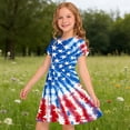 thumbnail image 6 of Amidoa Girl Dresses Short Sleeve Swing A-Line 4th of July Dress Casual Summer Sundress for Kids Multicolor Size 13, 6 of 9