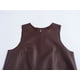 thumbnail image 5 of HH TRAF Top elegante de mujer marrón con cuello redondo sin mangas de cuero sencillo con botones ocultos y decoración hueca en la espalda para verano, 5 of 5
