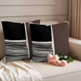thumbnail image 2 of Brown Black Outdoor Waterproof Pillow Covers, Modern Abstract Art Farmhouse Striped Decorative Square Throw Pillowcase Sofa Cushion Sham for Patio/Couch/Chair, 18"x18" 2 Pack, 2 of 8