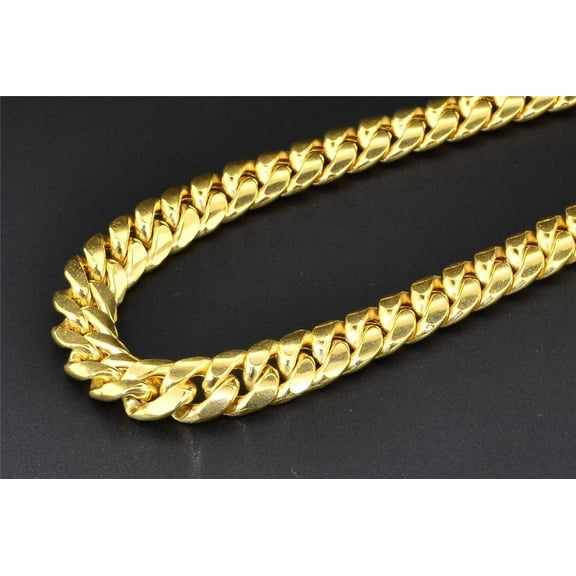 10K Yellow Gold Miami Cuban Semi Hollow 7mm Wide Chain 36" Necklace