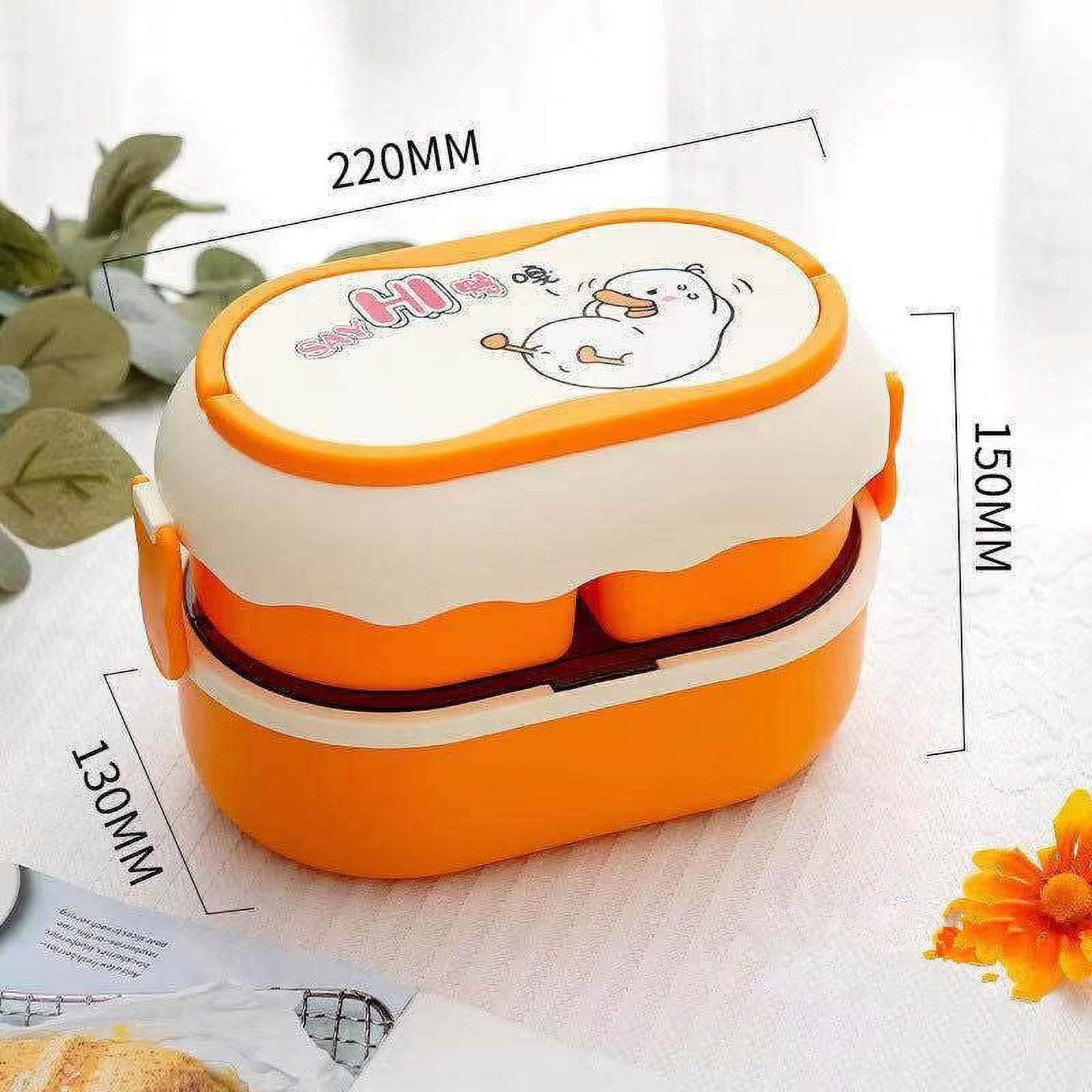 DanceeMangoo Bento Box Cute Adult Lunch Box, 2 Layer Leakproof Stackable  Bento Lunch Box with Handle, 1200ML Portable Lunch Container BPA-free for