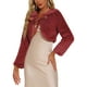 thumbnail image 4 of CHAQUETA CROP DE FALSO PELO PARA MUJER INSPIRADA EN CHIC, CON LAZO EN LA PARTE DELANTERA, ABRIGO FLUFFY EN ROJO VINO, 4 of 6