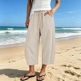 thumbnail image 2 of Capris Pants for Women Solid Color Wide Leg Summer Business Casual Trousers, 2 of 8
