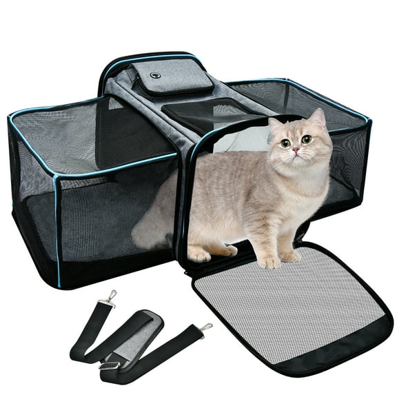 Cornmi Breathable Expandable Mesh Outdoor Pet Carrier, 43L x 28W x 31H, Black