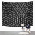 thumbnail image 2 of UFAEZU Carpet Abstract Geometric Black and White Graphic Design 3D Cubes Pattern Line Boho Wall Art Hanging Tapestry Home Decor for Living Room Bedroom Dorm 60x80 inch, 2 of 2