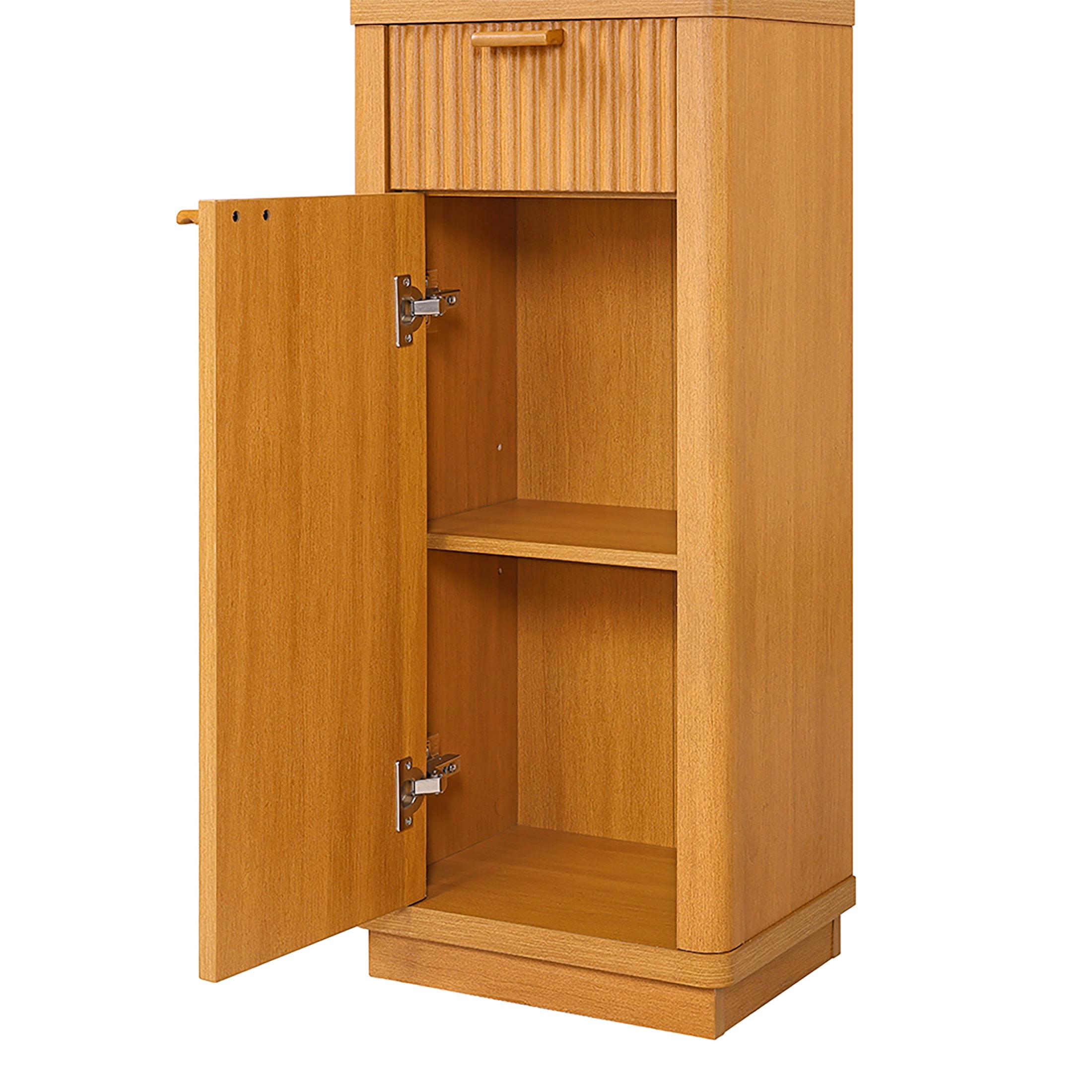 Beautiful Fluted Linen Storage Cabinet, Warm Honey