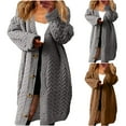 thumbnail image 2 of Women's Oversized Sweater Cardigans Loose Button UpLong Sleeve Casual Cable Knitted Outerwear Long Winter Coat, 2 of 6