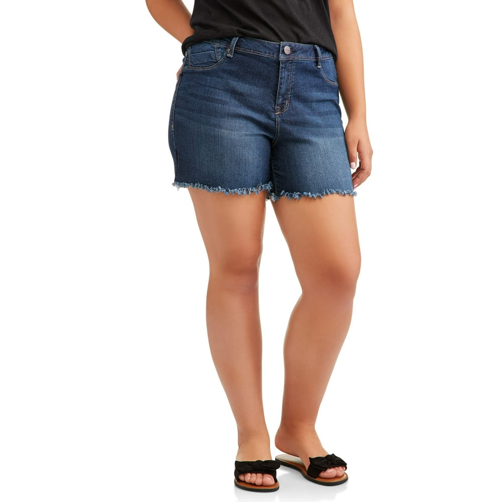 A3 Denim A3 Denim Women's Plus Size Raw Edge Denim Shorts Walmart