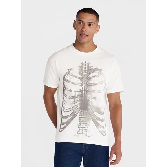 Halloween Boxy Fit Chest X-Ray Graphic Tee Shirt, Men's Sizes XS-4XLT
