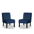 thumbnail image 2 of Accent Chairs Reese Mid Century Modern Accent Chairs Set of 2 with Minimalist Design, Elegant Velvet Upholstery and Solid Wood Legs, Ideal for Living Room or Bedroom, Dark Blue,Fabric Accent Chairs, 2 of 7