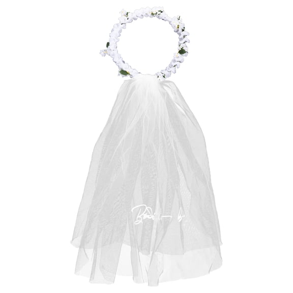 WRISTBIQUE Bride Flower Wreath Headband Gauze Plastic 1Pcs 7.9x7.9x16.5in
