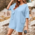 thumbnail image 2 of Oversized Romper Shorts for Women Reversible Summer Casual Short Sleeve One Piece Short Jumpsuit with Pockets (XL, Light Blue), 2 of 8