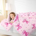 thumbnail image 6 of Manfei Watercolor Pink Ribbon Queen Comforter Set, Cartoon Stars Print Bedding Sets, Bowknot Bow Theme Reversible Bedding Comforter Set, Microfiber Bedroom Decor, 3pcs, 6 of 9