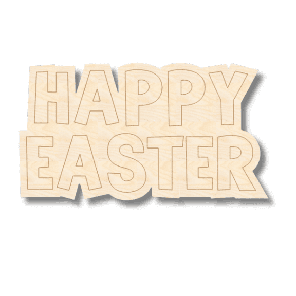 Unfinished Wood Etched Happy Easter Shape 30" / 1/4"