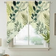 thumbnail image 2 of Green Blue Leaves Swag Valances for Windows 2 Pack, Kitchen Window Curtains 36 Inch Length, Summer Botanical Farmhouse Watercolor Leaf Privacy Swag Curtains for Living Room/Bathroom 36"x36", 2 of 8