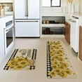 thumbnail image 2 of Buffalo Plaid Sunflower Summer Kitchen Mats Set of 2, Hello Sunshine Spring Home Decor Low-Profile Kitchen Rugs for Floor - 17x29 and 17x47 Inch, 2 of 6