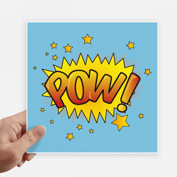 Pow Exclamation Stars Sticker Square 8inch Wall Suitcase Laptop Decal 4pcs