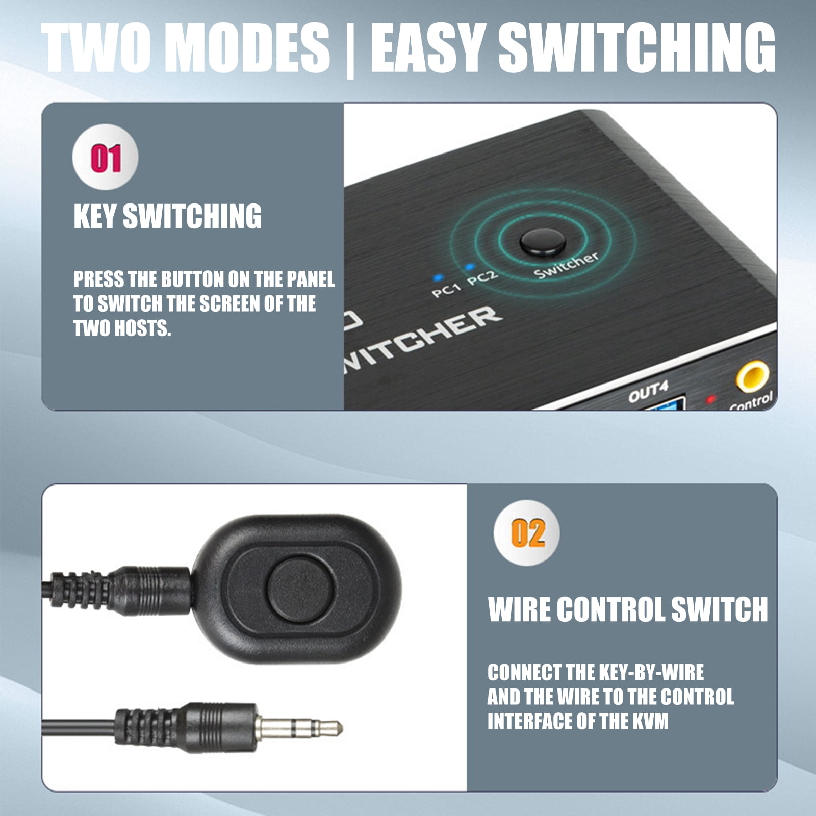 KVM Switcher Featuring 4 USB3.0 Port for Connecting Printers Storage Devices Accessible from Both Computers Efficient
