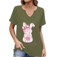 thumbnail image 1 of Corto para las Mujeres Casual Verano 2025 Pascua Impresión V-Cuello Camiseta, Ligero 95% Poliéster 5% Spandex Top para Toda la Temporada Hogar Y Diario, 1 of 7