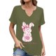 thumbnail image 1 of Corto para las Mujeres Casual Verano 2025 Pascua Impresión V-Cuello Camiseta, Ligero 95% Poliéster 5% Spandex Top para Toda la Temporada Hogar Y Diario, 1 of 7