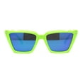 thumbnail image 2 of Womens Luxurious Thick Bevel Frame Rectangular Cat Eye Sunglasses Green - Blue Mirror, 2 of 4