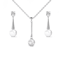 Cate & Chloe Tatum 18k White Gold Plated Jewelry Set with Pearl and Swarovski Crystals for Women