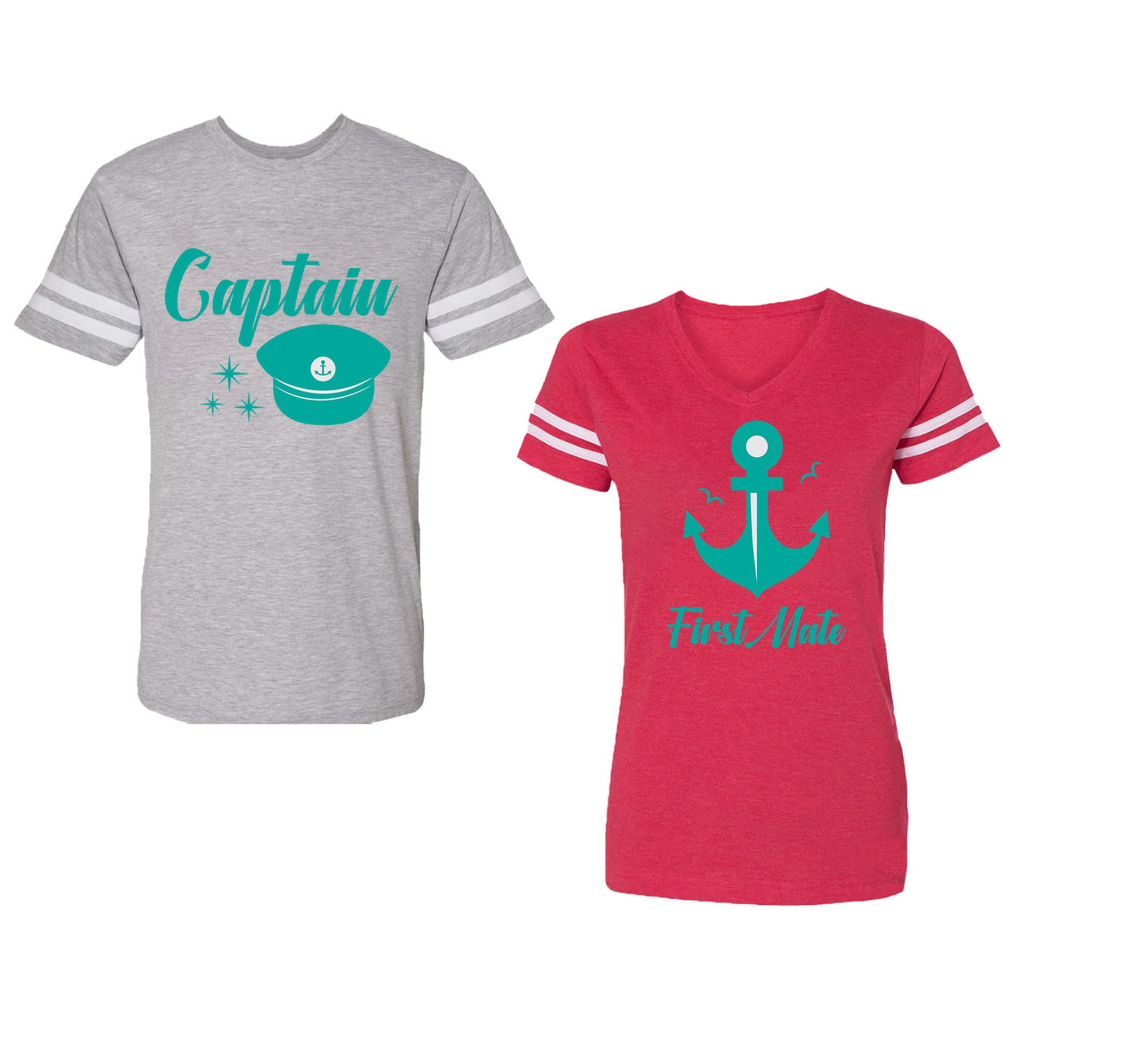 Captain First Mate Unisex Couple Matching Cotton Jersey style T-Shirt ...