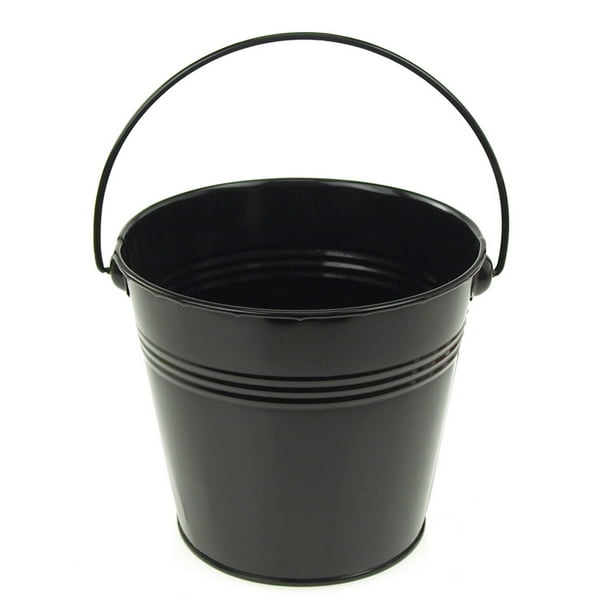 Metal Pail Buckets Party Favor, 5inch, Black