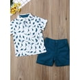 thumbnail image 4 of Loalirando Toddler Baby Boy Dinosaur Print Shirt Outfits Casual Button Down Top Solid Shorts Set Summer Clothes, 4 of 7