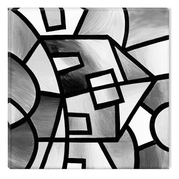 Startonight Canvas Wall Art Black and White Abstract Geometric Construction Prisma, Dual View Surprise Artwork Modern Framed Ready to Hang Wall Art 100% Original Art Painting 31.50 X 31.50 inch