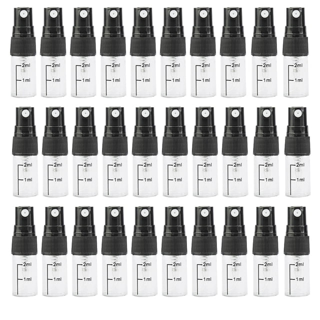 30 Uds Mini botellas de Spray rellenables Vacío claro botellas de Spray de plástico Perfume enjuague bucal atomizador tamaño de viaje botella de Aerosol