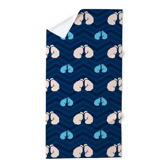 CafePress - Blue And Tan Chevron Boxing - Large Beach Towel, Soft 30"x60" Towel with Unique Design
