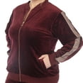 thumbnail image 4 of White Mark Women's 2-Piece Velour Long Sleeve Tracksuit Set with Faux Leather Stripe, 4 of 6