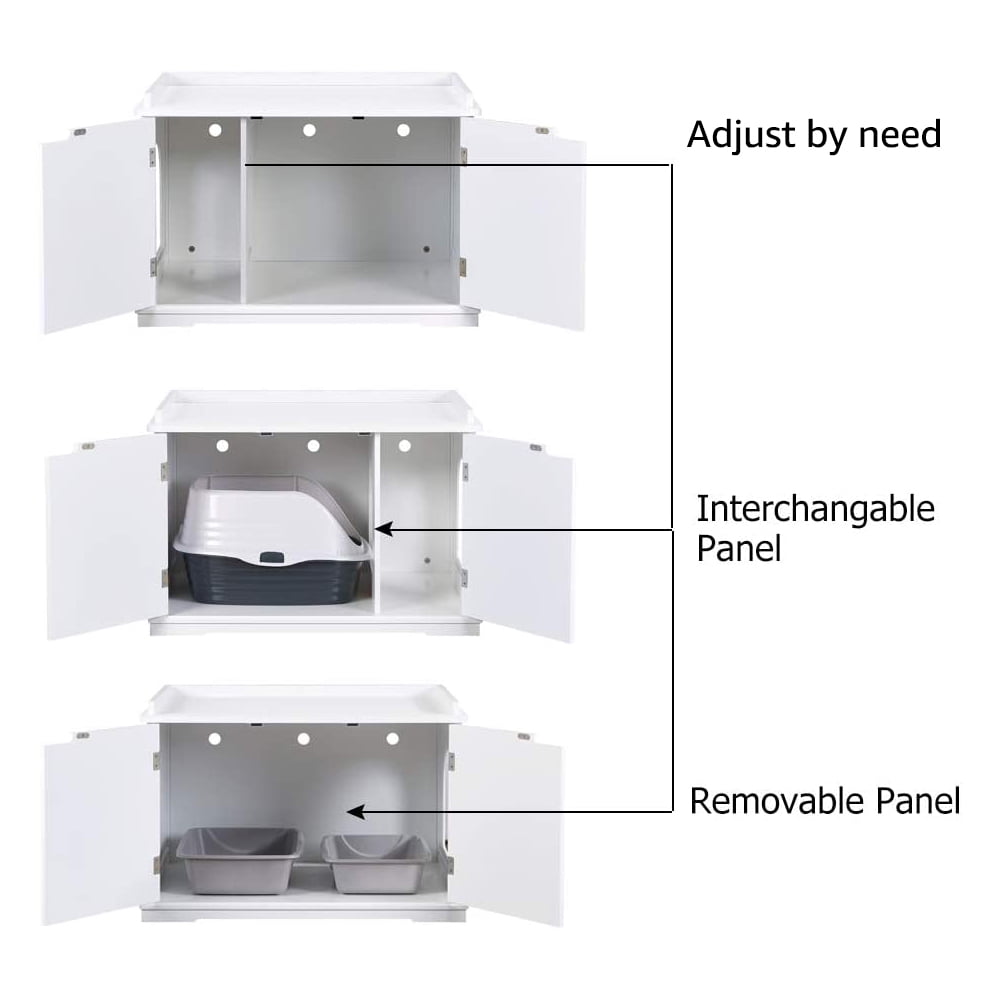 Unipaws Designer Cat Litter Box Furniture, Covered, White