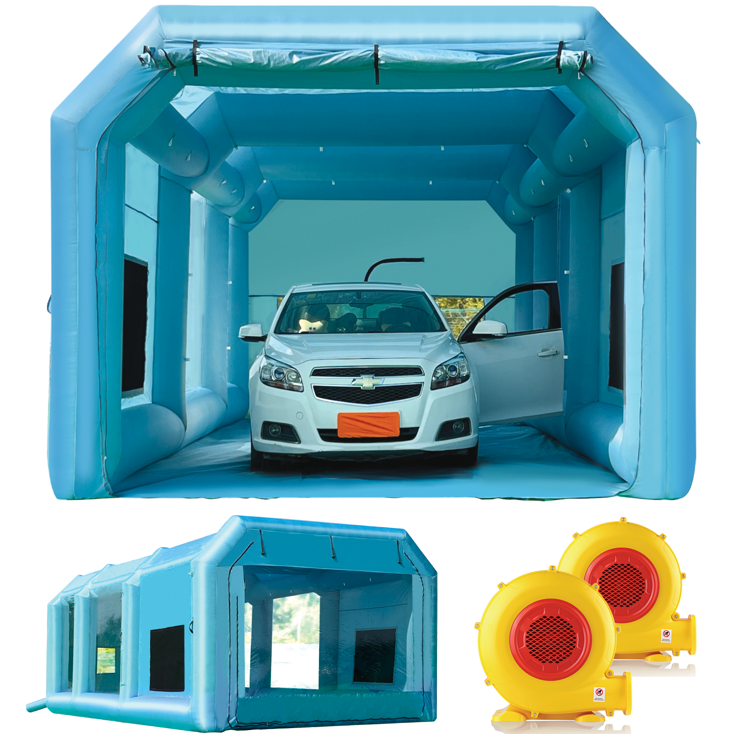 TKLoop Inflatable Portable Paint Booth 26x14x10Ft with Blower 750W+950W