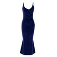 thumbnail image 4 of Wycnly Formal Dresses for Women Cocktail Party Prom Elegant Slim Spaghetti Strap Long Fishtail Dresses V-Neck Sleeveless Solid 2024 Summer Maxi Dress Dark Blue XS, 4 of 6