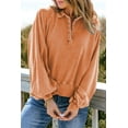 thumbnail image 2 of Women's Orange Washed Snap Buttons Lantern Sleeve Pullover Sweatshirt - [ZhiHiMeRi] | (US 16-18)XL, 2 of 7