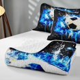 thumbnail image 4 of Manfei Soccer Sports Bed Spread Queen, Queen Coverlet Set, Black Bright Blue, Black Reversible 3pcs, 1 Quilt and 2 Pillowcases, 4 of 7
