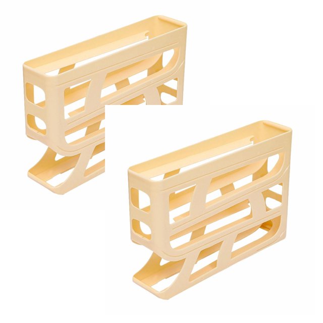 Oleegame 2PC Produce Storage Egg Holder For Refrigerator Fridge Egg Storage Box 4 Tiers Egg Holder Refrigerator Side Door Egg Dispenser Rolldown Egg Dispenser