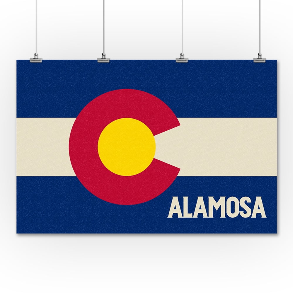 Alamosa, Colorado State Flag Letterpress Lantern Press Artwork