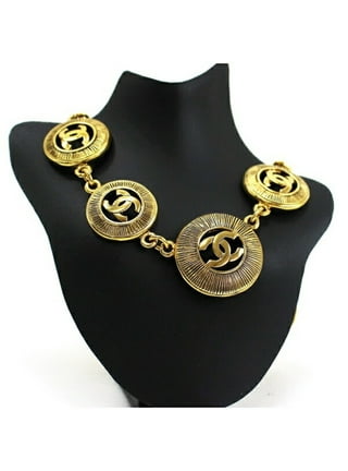 CHANEL, Jewelry, Chanel Chanel Here Mark Clover Necklace Metal Gold 96a