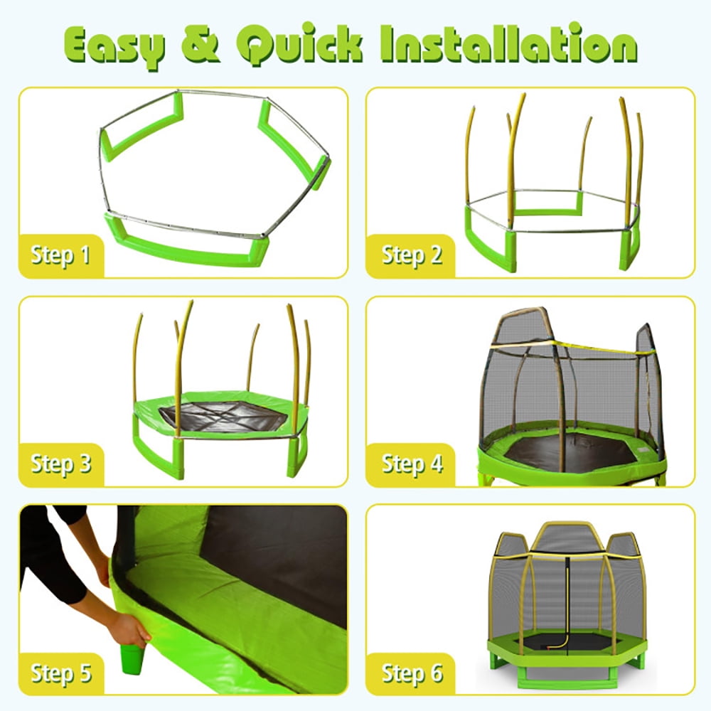 Aimee Lii 7 Feet Kids Recreational Bounce Jumper Trampoline, Outdoor Kids Trampoline, Green Aimee Lii 7 Feet Kids Recreational Bounce Jumper Trampoline, Outdoor Kids Trampoline, Green