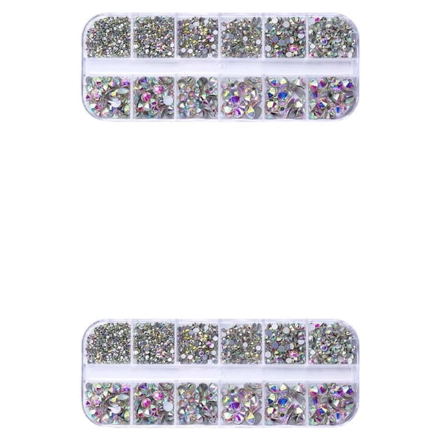 QualitChoice 1 Bag Glass Crystal Special-shaped Eye-catching Flat Bottom Easy to Paste Perfect Match Nail Rhinestones for Mobile Phone 430 White AB 2Set