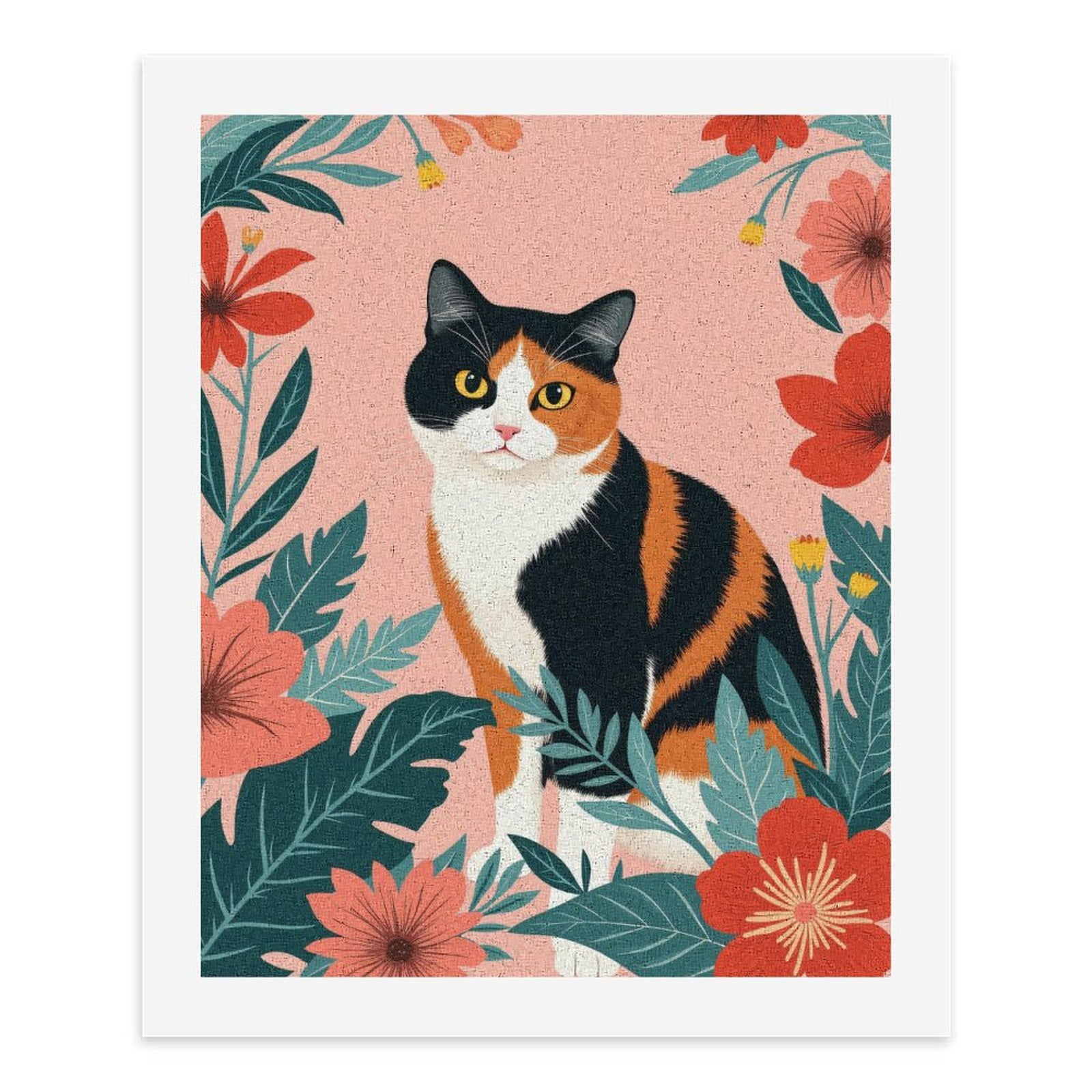 Paint By Numbers Kit for Adults Beginner - DIY Cat Floral Portrait Art Illustration Canvas Painting Kits for Adults, Frameless Paint By Number for Adults for Home Wall Decor 16x20 Inch