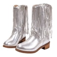 thumbnail image 5 of KPOPLK Girls Knee High Boots Back Zipper Tall Riding Boots Waterproof Fall Winter Dress Shoes for Toddler Little Kid Big Kid(6.5,Silver), 5 of 9
